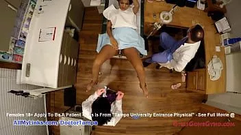 Putar Ebony cutie jackie banes diperiksa oleh dokter tampa & dokter naik di girlsgonegyno.com
